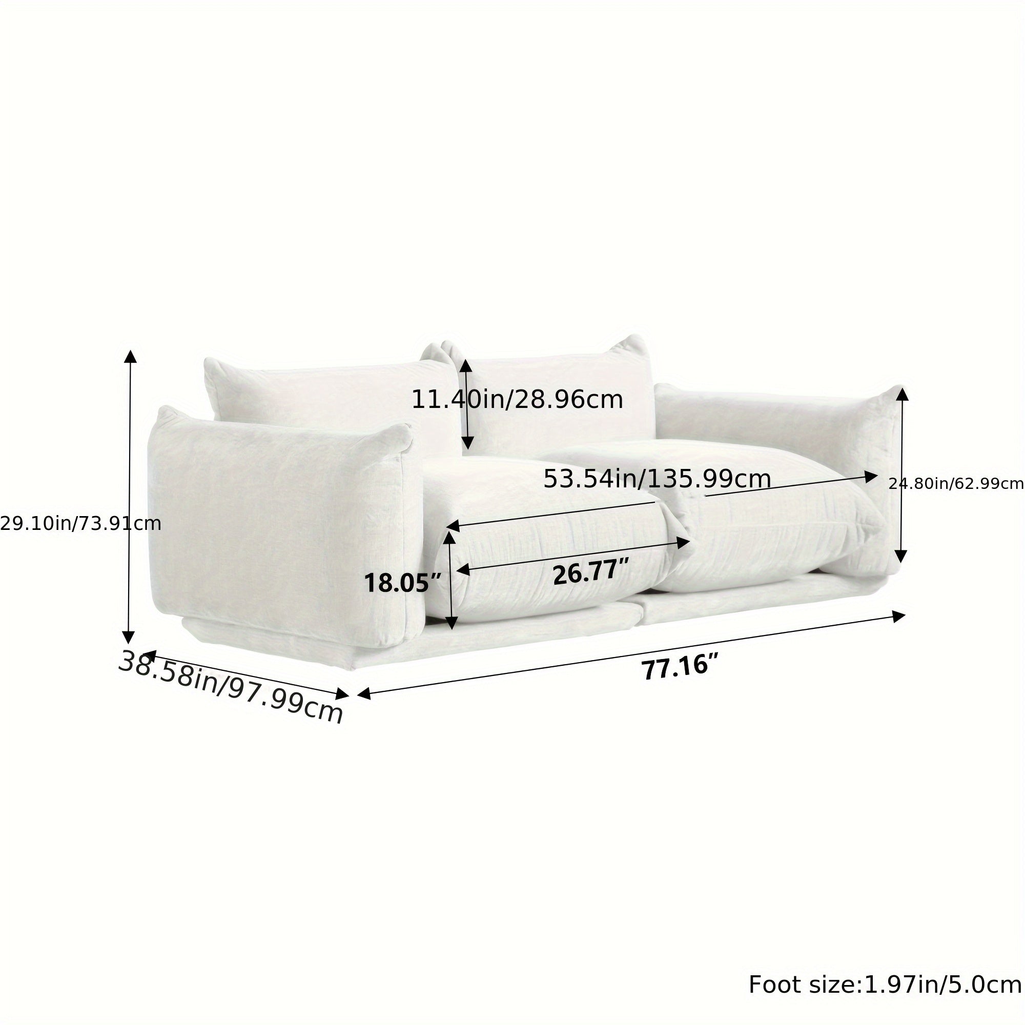 Modern Chenille Loveseat, Mid-Century Chenille Upholstered Beige Sofa for Living Room Apartment Office