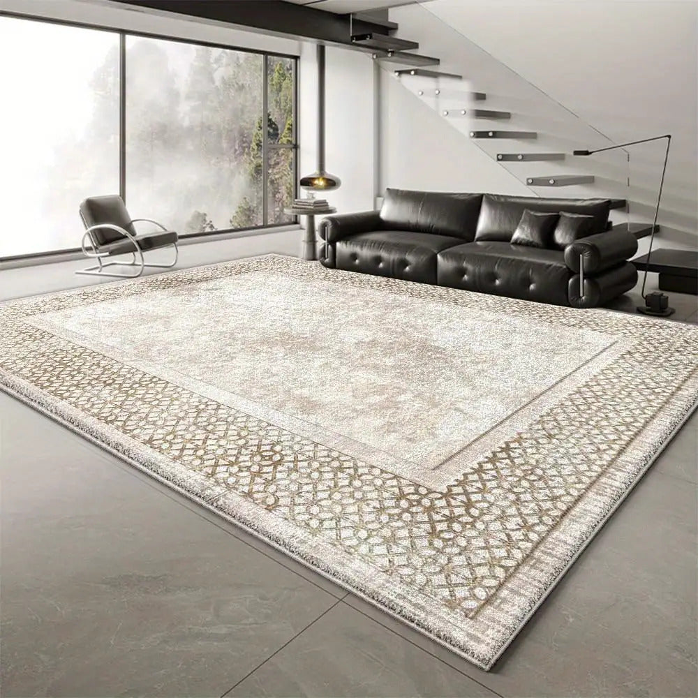 Velvet Floor Mat Washable Modern Simple Geometry Pattern Vibrant Colors Ultra Soft Teak Low Pile Warand Comfortable Suitable for Living Room, Bedroom, Office, and Dining Room