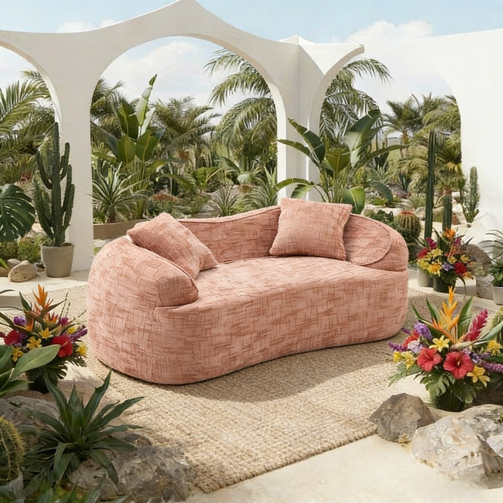 Curved Two - Person Compress Sofa. It Has Armrests on Both Sides, Comes with Two Pillows, Is Suitable for Small - Sized Apartments, and Can Be Placed in the Living Room or Bedroom