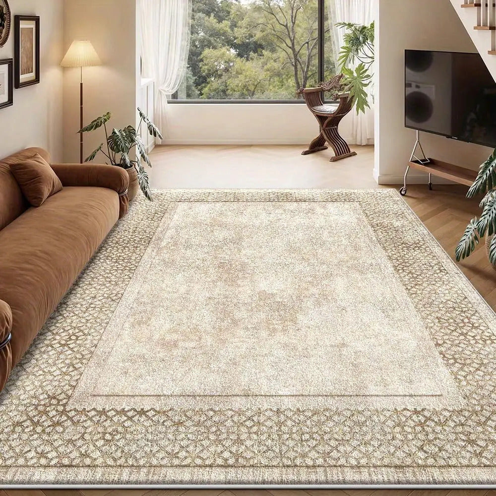 Velvet Floor Mat Washable Modern Simple Geometry Pattern Vibrant Colors Ultra Soft Teak Low Pile Warand Comfortable Suitable for Living Room, Bedroom, Office, and Dining Room