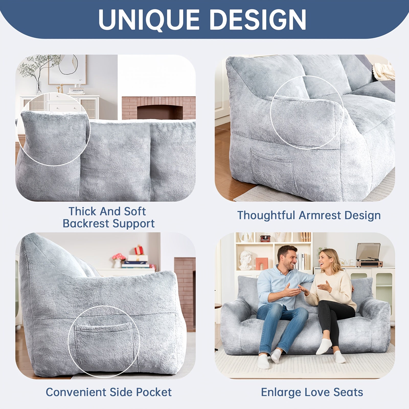 Sofa, Soft Filled Plush Fluffy Sofa, Comfortable Seat In Living Room Or Bedroom