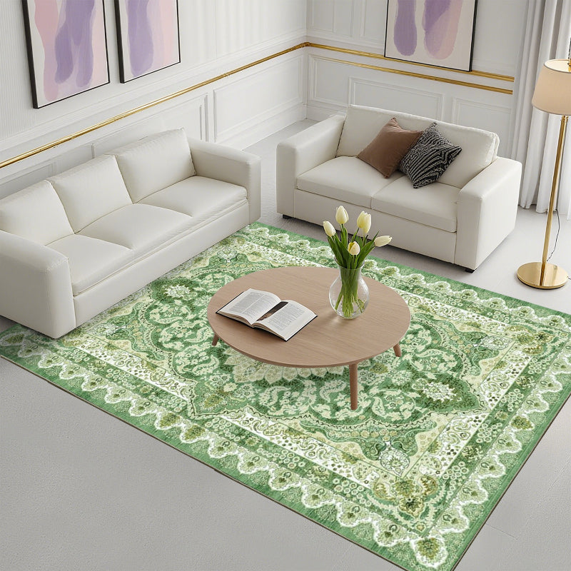 Classic Brown Retro Geometric Mat - Imitation Wool Low Profile Carpet with Non-Slip TPR Base, Easy to Clean Area Rug for Bedroom, Living Room, And Entryway Decoration