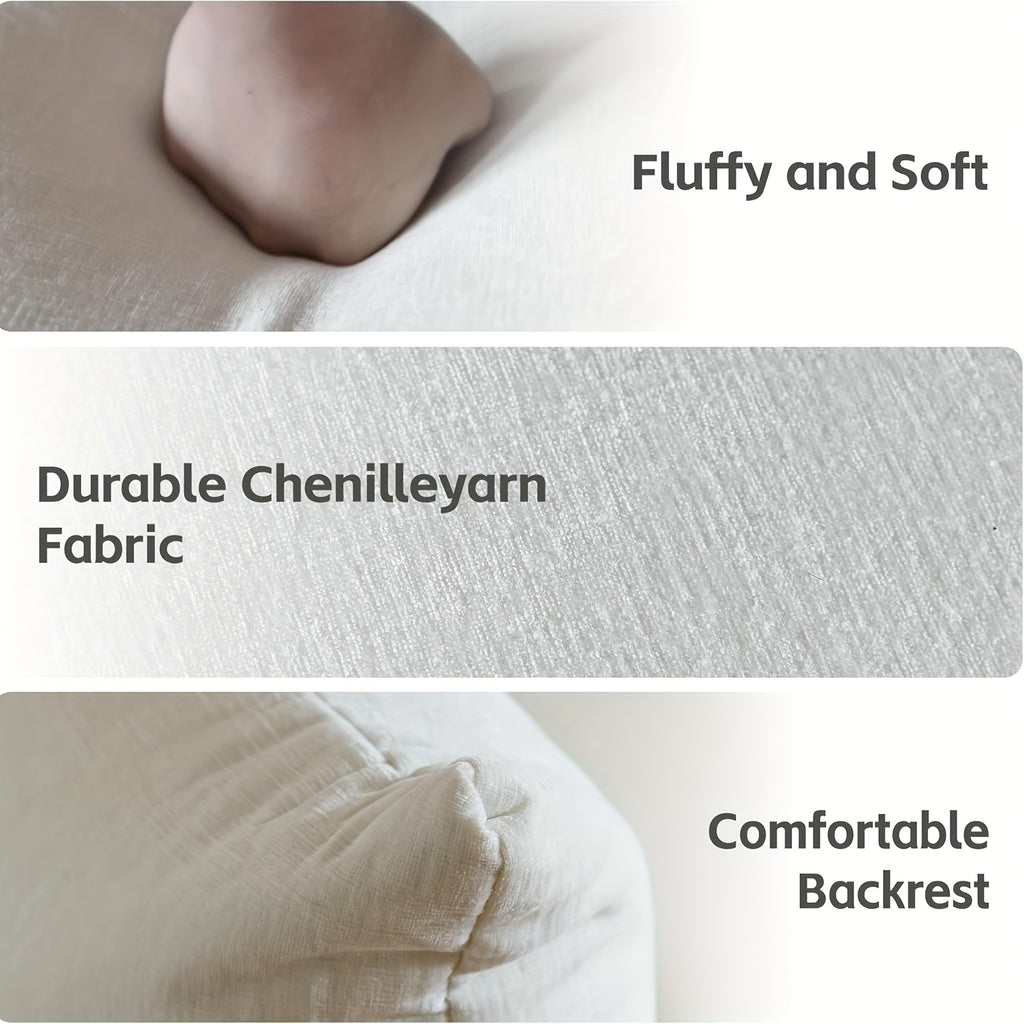 Modern Chenille Loveseat, Mid-Century Chenille Upholstered Beige Sofa for Living Room Apartment Office