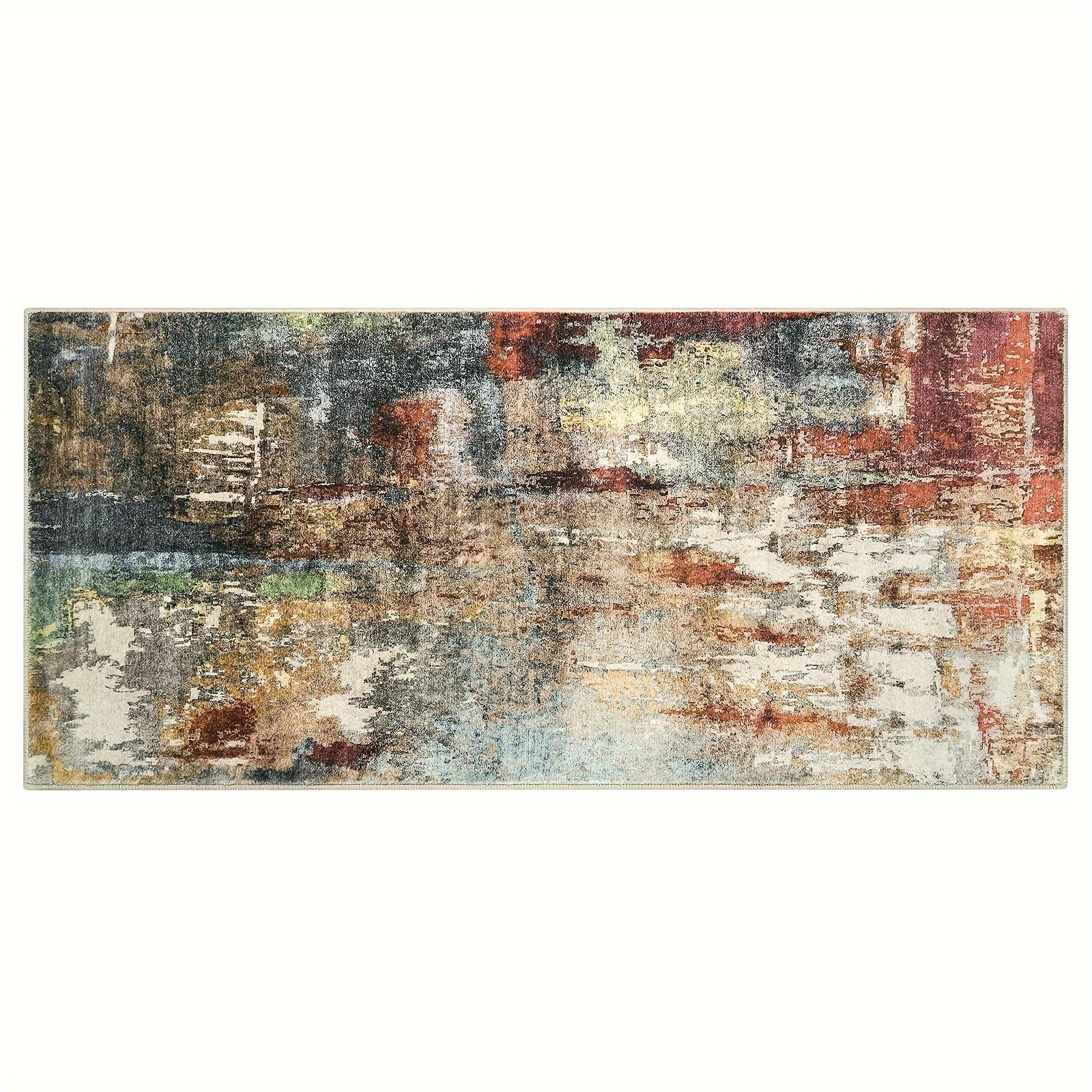 Modern Red Abstract Mat - Large Mat with Anti-Slip Backing, Machine Washable for Living Room, Bedroom, Entryway - Foldable Mat (Red) for Coffee Table & Hallway, Easy Clean Modern Design