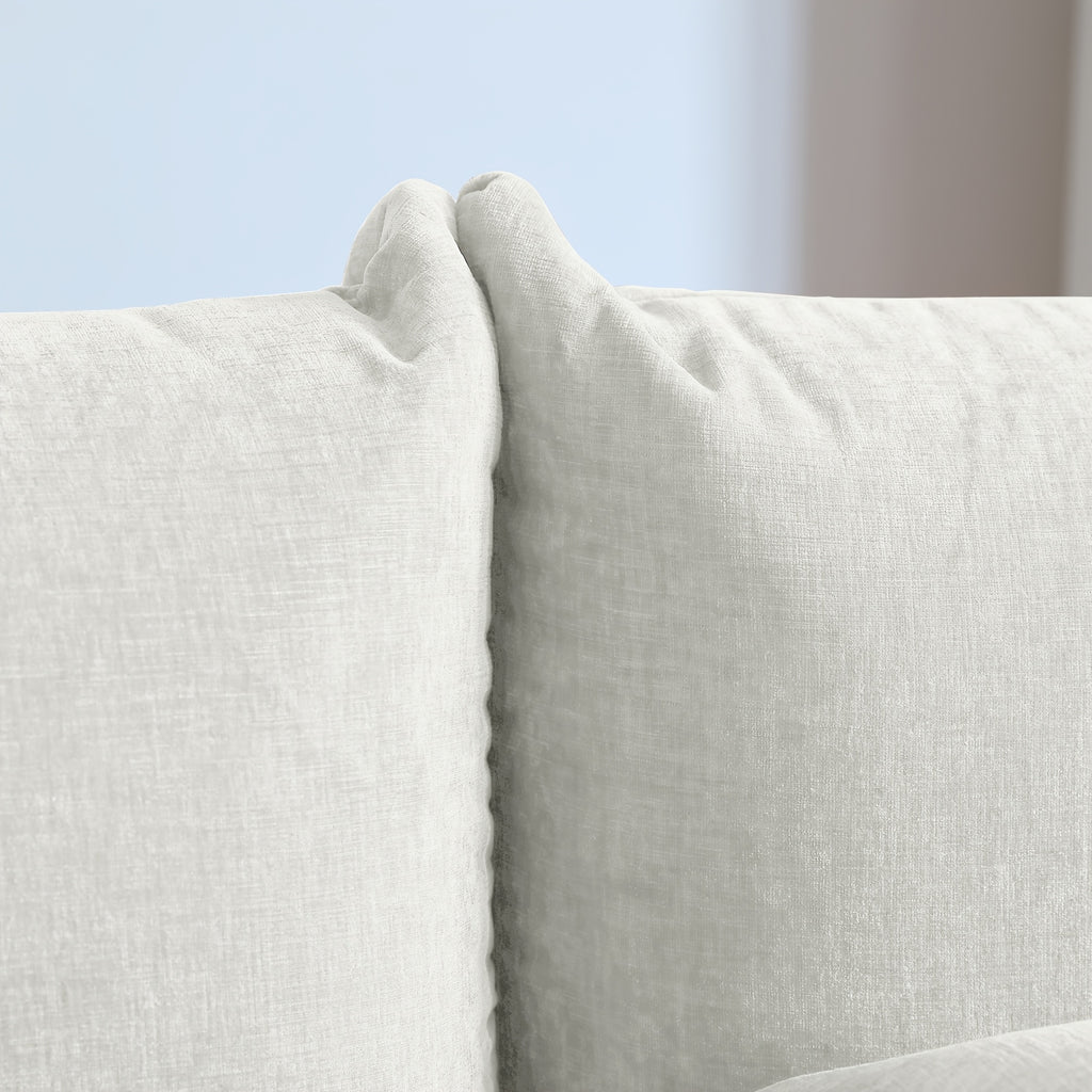 Modern Chenille Loveseat, Mid-Century Chenille Upholstered Beige Sofa for Living Room Apartment Office