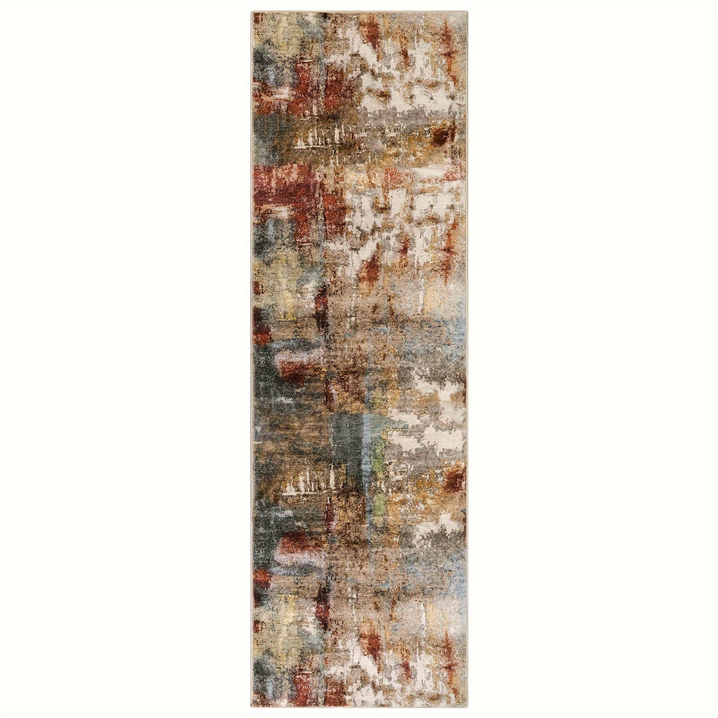 Modern Red Abstract Mat - Large Mat with Anti-Slip Backing, Machine Washable for Living Room, Bedroom, Entryway - Foldable Mat (Red) for Coffee Table & Hallway, Easy Clean Modern Design