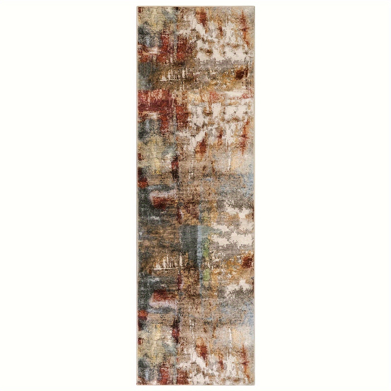 Modern Red Abstract Mat - Large Mat with Anti-Slip Backing, Machine Washable for Living Room, Bedroom, Entryway - Foldable Mat (Red) for Coffee Table & Hallway, Easy Clean Modern Design