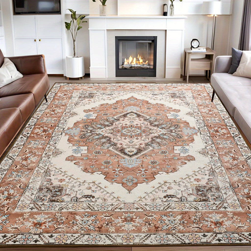 Carpets Designed for Living Spaces And Bedrooms, Vintage Washable Rugs, Spacious Low-Pile Printed Mats with a Non-Slip Rubber Backing, Ideal for Kitchens, Dining Areas, Home Offices, And Residences