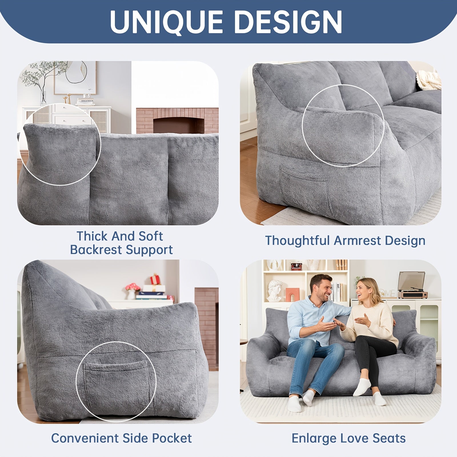 Sofa, Soft Filled Plush Fluffy Sofa, Comfortable Seat In Living Room Or Bedroom