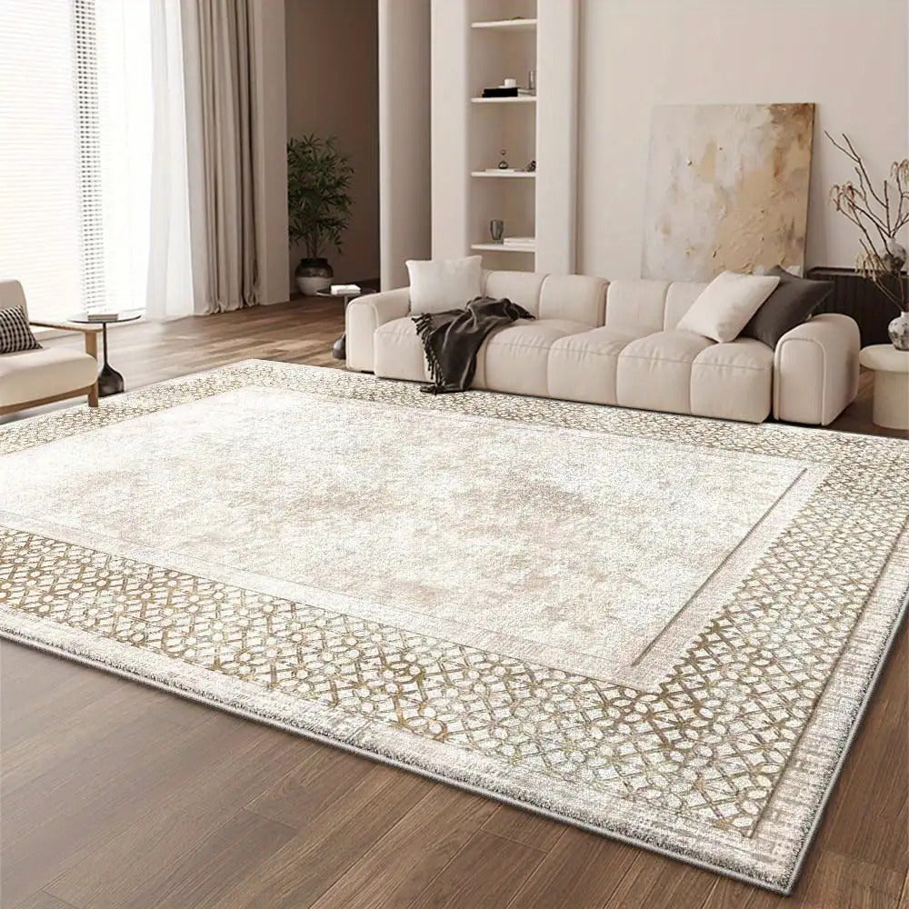 Velvet Floor Mat Washable Modern Simple Geometry Pattern Vibrant Colors Ultra Soft Teak Low Pile Warand Comfortable Suitable for Living Room, Bedroom, Office, and Dining Room