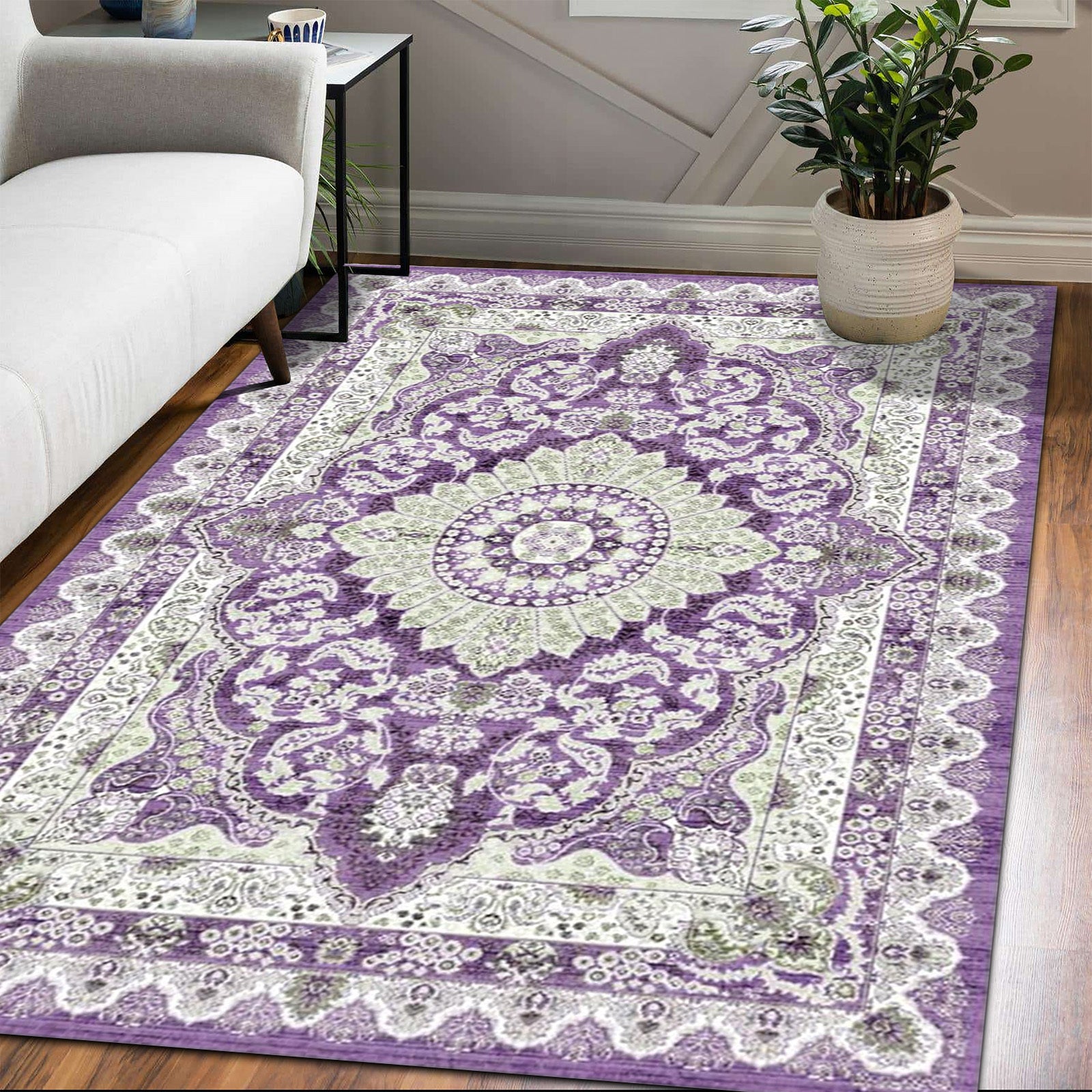Classic Brown Retro Geometric Mat - Imitation Wool Low Profile Carpet with Non-Slip TPR Base, Easy to Clean Area Rug for Bedroom, Living Room, And Entryway Decoration