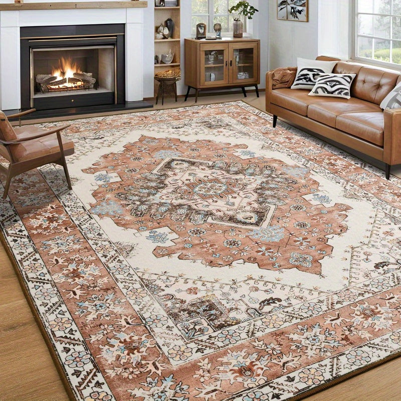 Carpets Designed for Living Spaces And Bedrooms, Vintage Washable Rugs, Spacious Low-Pile Printed Mats with a Non-Slip Rubber Backing, Ideal for Kitchens, Dining Areas, Home Offices, And Residences